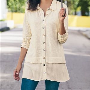 Soft Surroundings Baby Blue Bailey Button Tunic